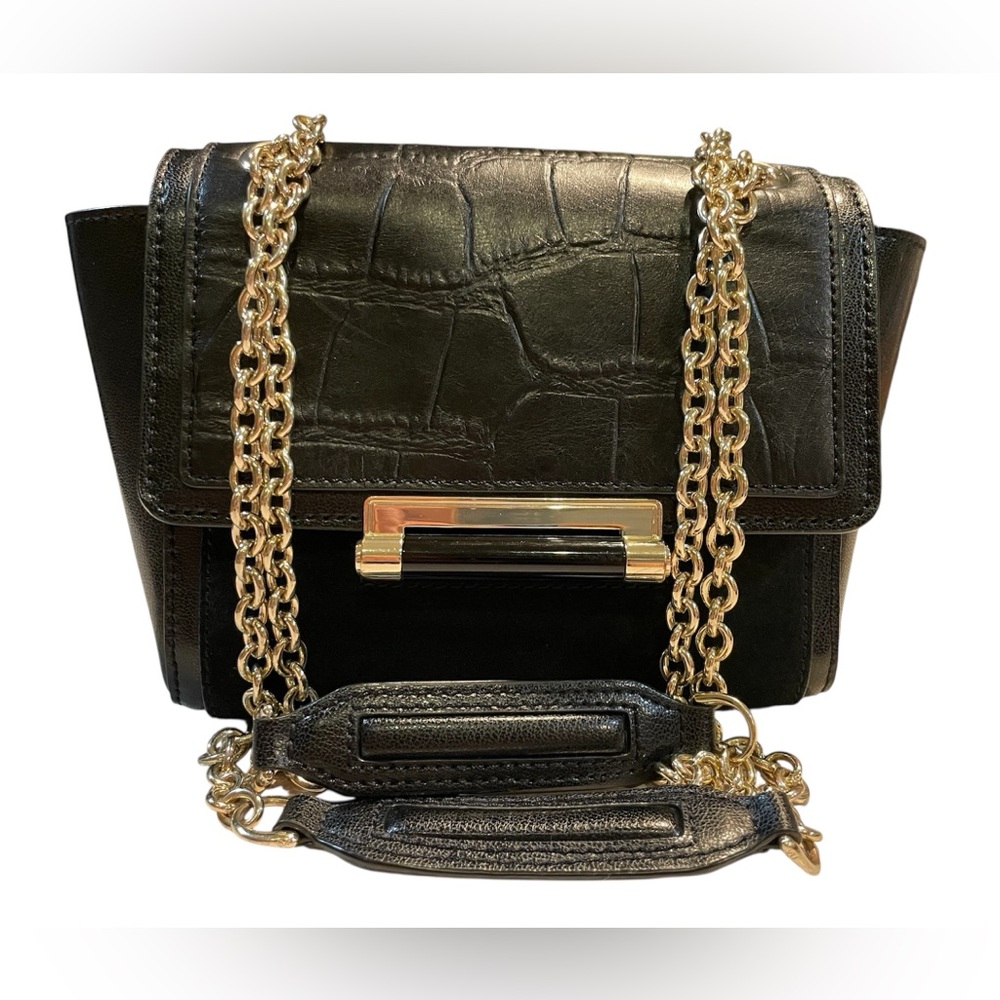 Diane Von‎ Furstenberg Black Croc-Embossed Bag